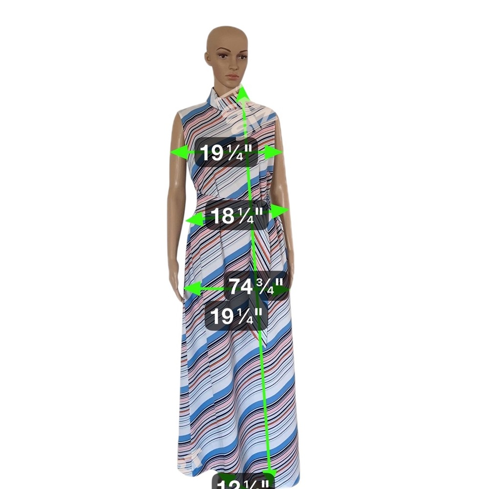 Lady Blair Vintage PolyesterMulti  Color Striped Boho, Hippie Maxi Dress - Picture 5 of 14